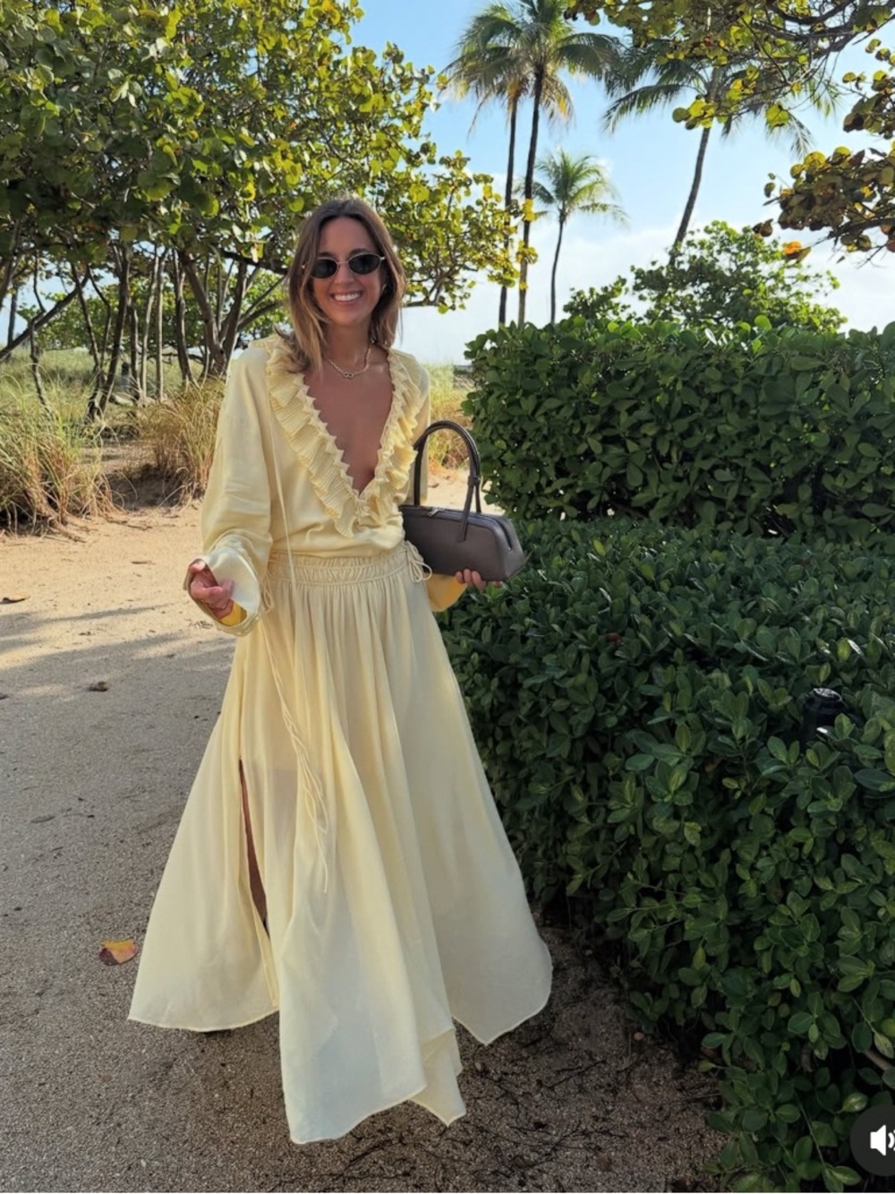 H & M edition viral butter yellow chiffon Ruffle skirt